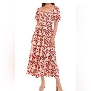 Betsey Johnson Red and White Smocked Maxi Sundress strawberry Pinter